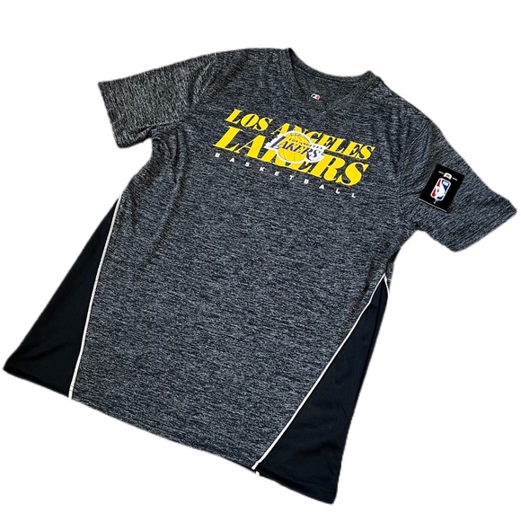 Los Angeles Lakers Basketball NBA Grey/Black Warm Up Shooting Shirt Men’s Size S - Picture 5 of 8